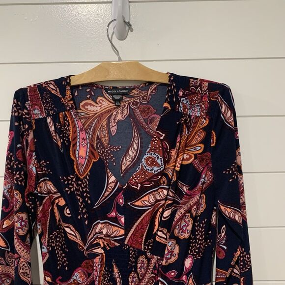 Maggy London Blue and Pink Sheath Maxi Dress - Picture 2 of 6